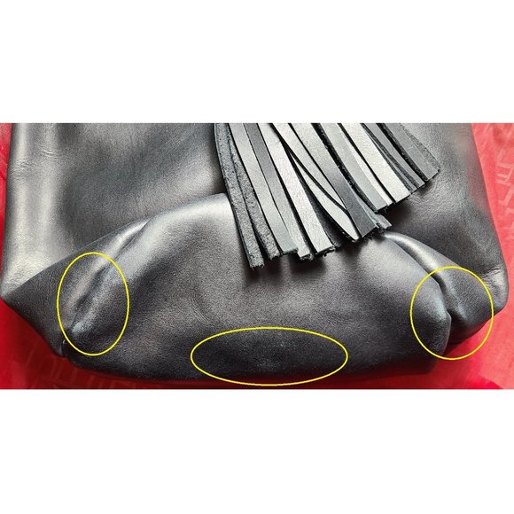 Able Bucket Purse - Tassel Black Leather Ethical Fair Trade Mod Twee Festival - Picture 5 of 15